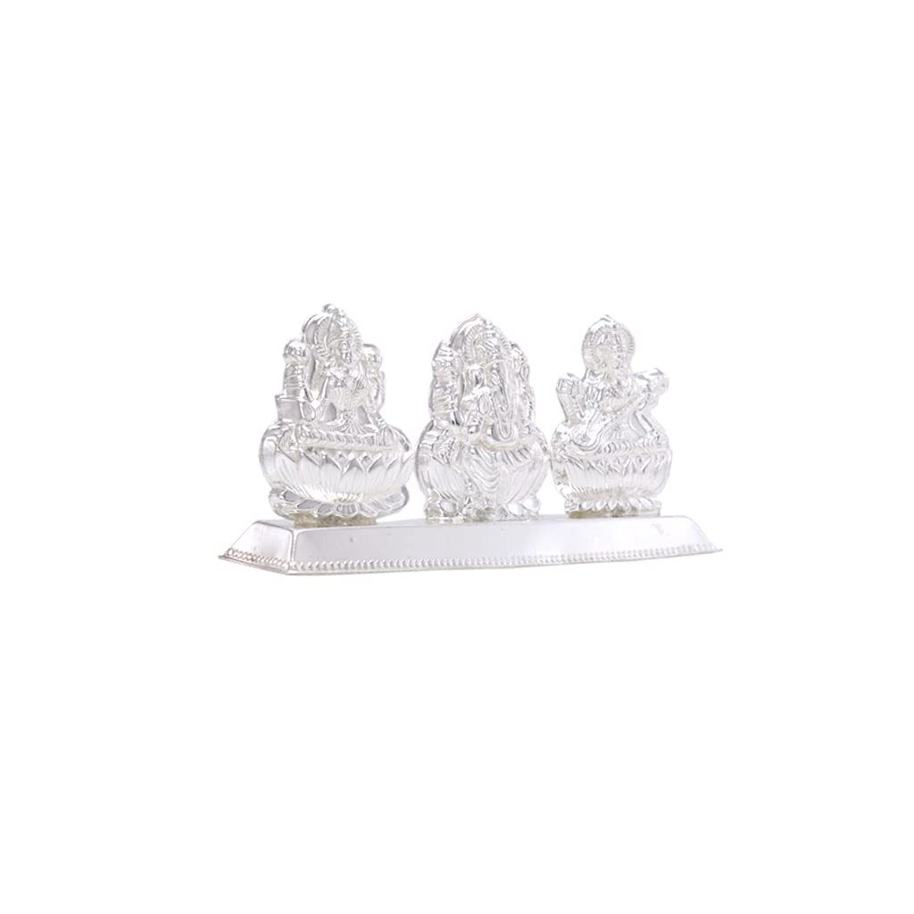 Silver Lord Saraswathi,Ganesh,Lakshmi Idol