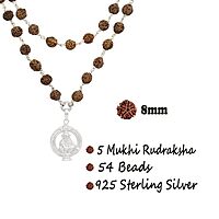 925 Silver Tied Rudraksha Mala Ruthratcham |Ayyappan Pendant Silver ,Certified