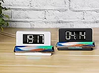 Portronics Freedom 4 – A versatile 3-in-1 device featuring a wireless charger, digital clock, and LED lamp. Perfect for bedside use, it combines functionality with modern design for convenience.