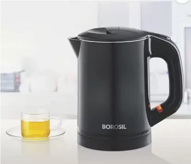 Borosil Eva Cool Touch 0.6 liter Stainless Steel Kettle Electric Kettle (Black), 750 Watts