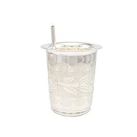 Silver Tumbler with straw