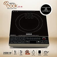 Havells Insta Cook St-N Energy Efficent Induction (Black), 2000 Watt, With 9 Cooking Option, Digital Led Dispay