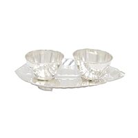 Silver Betel Leaf Haldi Kumkum Plate