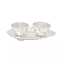 Silver Betel Leaf Haldi Kumkum Plate