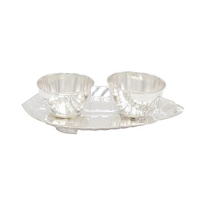 Silver Betel Leaf Haldi Kumkum Plate