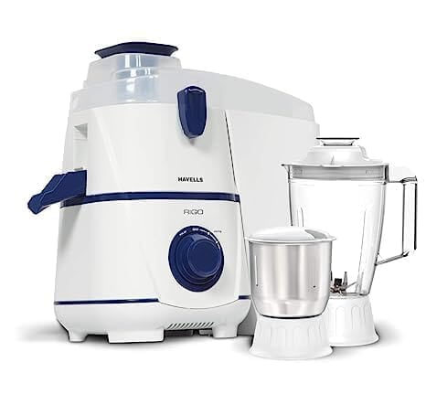 Havells Rigo Juicer Mixer Grinder, 500 Watt, 2 Jars 2L large pulp container polycarbonate jar