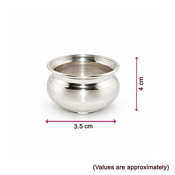 Sterling Silver Pooja Ghee Bowl – Traditional Silver Diya Oil & Offering Bowl