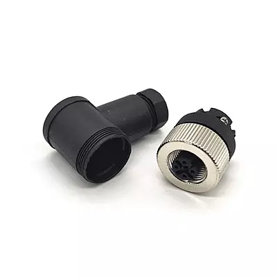 M12 Connector 4 pin Field Female Socket Right Angle Plastic Screw Locking Circular Sensor A- Coded Connectors for Cable Assembly
