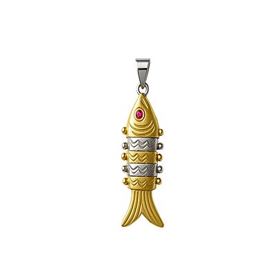 Sterling Silver Fish Pendant | Golden colour Finish Sterling Silver Fish Pendant | Golden colour Finish