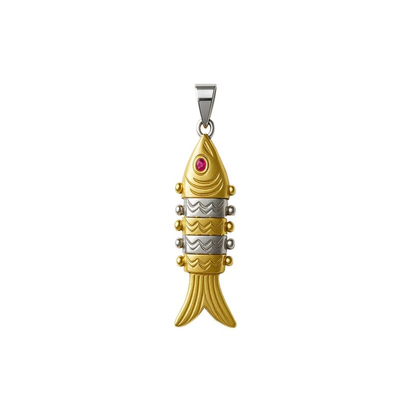 Sterling Silver Fish Pendant | Golden colour Finish