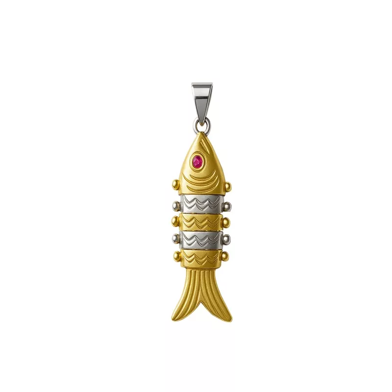 Sterling Silver Fish Pendant | Golden colour Finish
