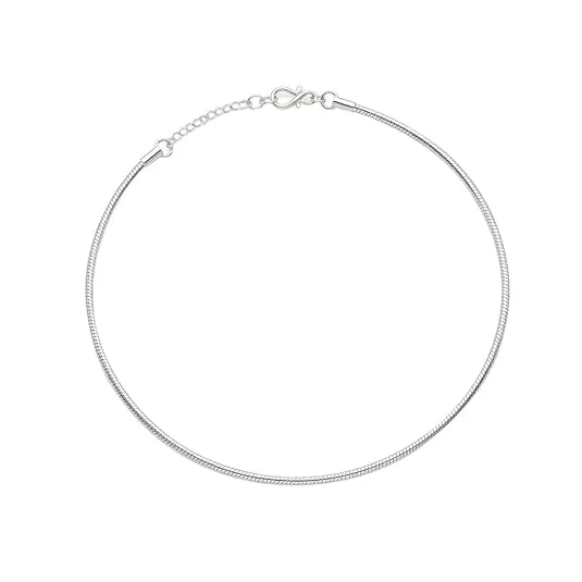 Sterling Silver Snake Chain Anklet for Women & Girls | Adjustable Silver Payal