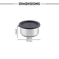 Borosil Carry Fresh Stainless Steel Lunchbox Set of 3 (280ml x 2 Insulated Containers + 475ml