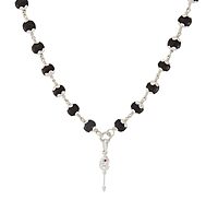 Karungali Mala with Silver Murugan, Vel & Tamil Om Pendant Spiritual Mala