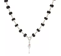Karungali Mala with Silver Murugan, Vel & Tamil Om Pendant Spiritual Mala