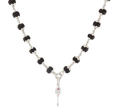 Karungali Mala with Silver Murugan, Vel & Tamil Om Pendant Spiritual Mala