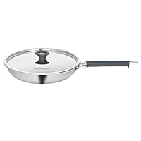 Borosil Cookfresh Tri-ply Stainless Fry Pan with Lid, Induction Friendly, 1.3 L, 20 cm Dia