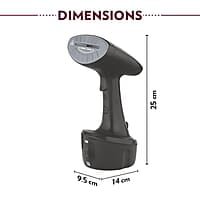 Borosil Handheld Digital Garment Steamer, Horizontal & Vertical Use, 1600W Fast Heating, Steam Nozzle, 200 ml Water Tank, Detachable Fabric Brush, Lint Brush, for Silk, Nylon, Rayon, Wool, Cotton