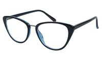 Female Cat Eye Spectacle Frame. Glossy Black & Blue Color Frame. Transparent ARC Lens. Female Cat Eye Spectacle Frame. Glossy Black & Blue Color Frame. Transparent ARC Lens.