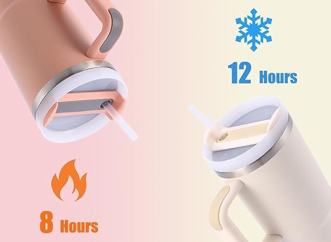 STEEL SIPPER 40oz Stainless Steel Vacuum Insulated Tumbler with Straw and Lid & Handle, Travel Coffee Mugs Cups for Hot Drinks with Handle and Straw Insulated Water Bottle Iced Coffee Cup