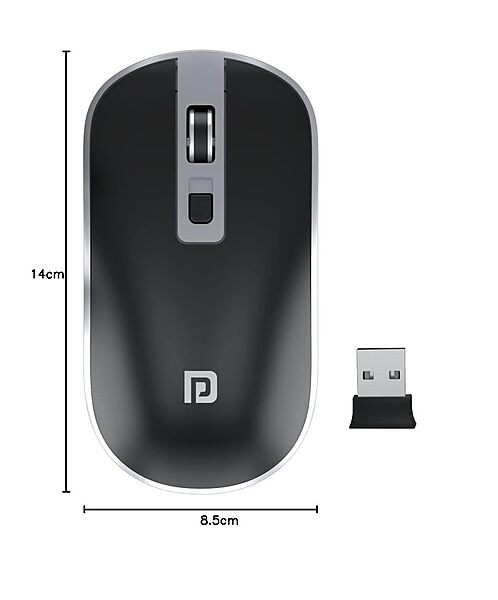 Portronics Toad 14 Wireless Mouse – 2.4GHz | Dual-Function Scroll | Black | 1 Year Warranty