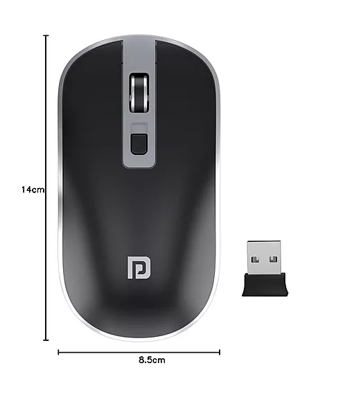 Portronics Toad 14 Wireless Mouse – 2.4GHz | Dual-Function Scroll | Black | 1 Year Warranty
