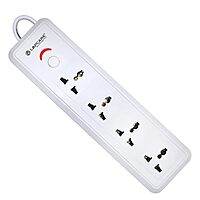 Lapcare LAPEX‑123 extension board: 4 universal sockets with single LED-switch, 2 m cord, 6 A/1440W rating and built‑in surge protection.