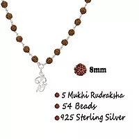 Original Rudraksha Mala in Silver with Om Pendant | Certified