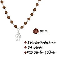 Original Rudraksha Mala in Silver with Om Pendant | Certified