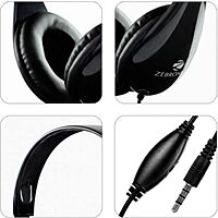 Zebronics ZEB-2100HMV Wired Headphones – Black, featuring comfortable ear cushions, adjustable headband, and high-quality sound for an immersive audio experience. Perfect for music lovers!