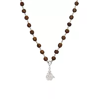925 Silver Tied Rudraksha Mala Ruthratcham |Arch Ayyappan Pendant Silver ,Certified