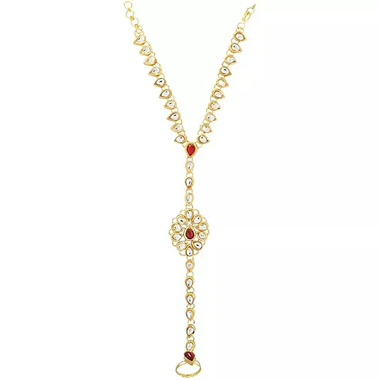 Gold Plated Ring Bracelet for Women | Adjustable Hand Harness Bracelet