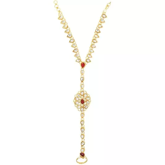 Gold Plated Ring Bracelet for Women | Adjustable Hand Harness Bracelet