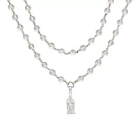 Silver Sphatika Mala with Murugan Pendant | Pure Crystal Beads