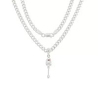 Sterling Silver (92.5%) Curb Chain with God Kartikeya Vel Pendant Lord Murugan Doller for Men