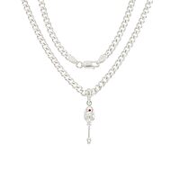 Sterling Silver (92.5%) Curb Chain with God Kartikeya Vel Pendant Lord Murugan Doller for Men