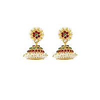Gold Plated Classical Dance Jhumka Earrings | Bharatanatyam & Kuchipudi Jewelry