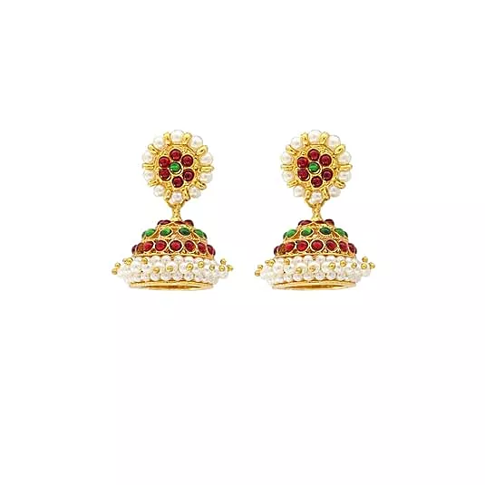 Gold Plated Classical Dance Jhumka Earrings | Bharatanatyam & Kuchipudi Jewelry