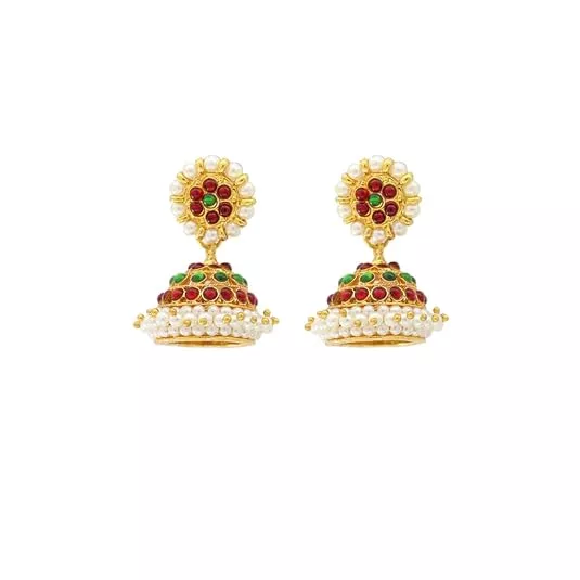 Gold Plated Classical Dance Jhumka Earrings | Bharatanatyam & Kuchipudi Jewelry