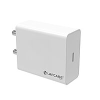 Lapcare Wall Charger LWC 603 features dual USB ports (USB‑A + Type‑C), 5 V/3 A total output, universal 100‑240 V input, built‑in short‑circuit & surge protection, with LED status indicator.