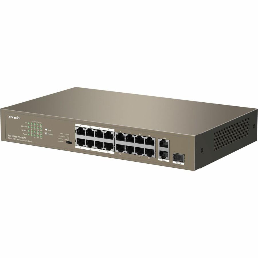 Tenda (TEF1118P-16), 16 FE ports+2 GE+1 SFP port PoE Network Switch Tenda (TEF1118P-16), 16 FE ports+2 GE+1 SFP port PoE Network Switch