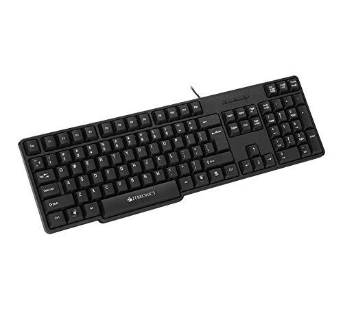 Zebronics K20 Wired Keyboard – USB, 104 Keys, ergonomic design, multimedia keys, durable build, plug and play, compatible with Windows, sleek black finish, perfect for home and office use.