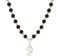 Karungali Mala with Silver Murugan, Vel & Tamil Om Pendant Spiritual Mala