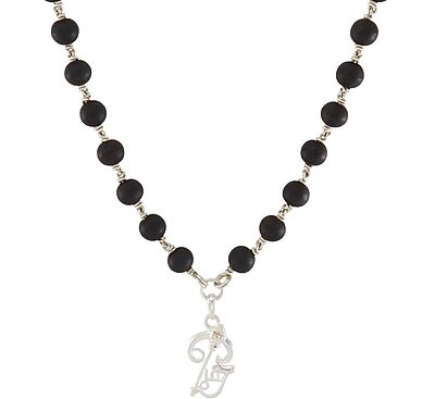 Karungali Mala with Silver Murugan, Vel & Tamil Om Pendant Spiritual Mala Karungali Mala with Silver Murugan, Vel & Tamil Om Pendant Spiritual Mala