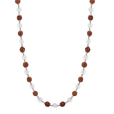 Silver tied Sphatik & Rudraksha Mala/Chain