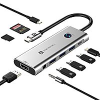 Portronics Mport One – 9-in-1 USB-C Hub features 4K HDMI, USB 3.0 ports, SD card reader, and more. Perfect for expanding connectivity for laptops and devices. Compact and portable design.
