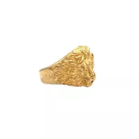 Gold Plated Metal Lion Ring, Mothiram For Men