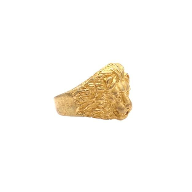 Gold Plated Metal Lion Ring, Mothiram For Men