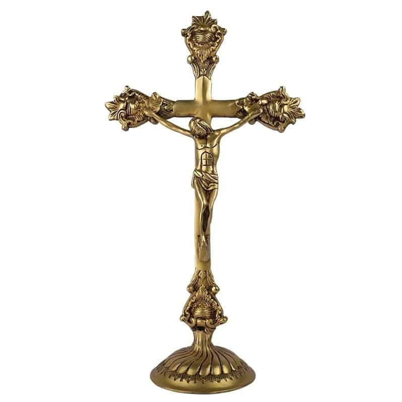 Brass Jesus Christ Cross - 13 inch Height | Symbol of Faith