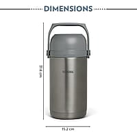 Borosil Hot-N-Fresh Prime Stainless Steel Insulated Lunch Box, Keeps food warm upto 8 Hours, Set of 4 (2 pcs 420 ml + 2 Pcs 350 ml), Grey